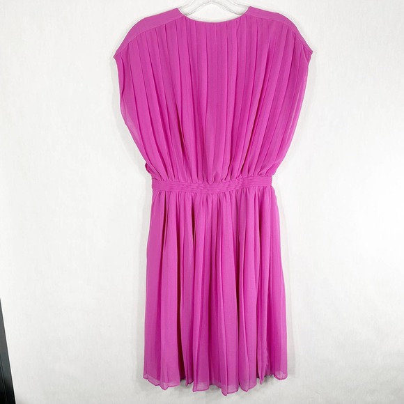 J Crew Size 0 Blouson Dress Wild Peony Pink Purple‎ Cap Sleeve Pleated 1340 - Picture 2 of 10